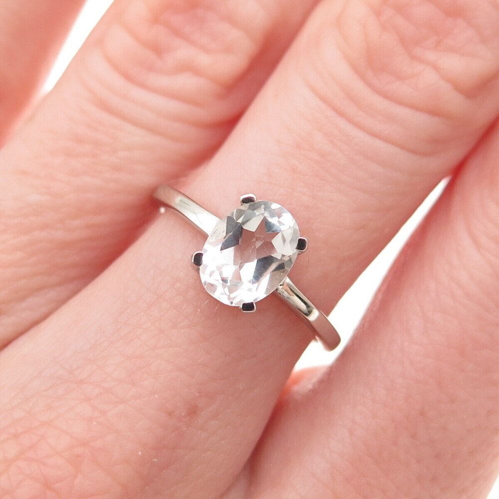 Dazzlers 925 Sterling Silver Real Light Blue Topaz Engagement Ring Size 6